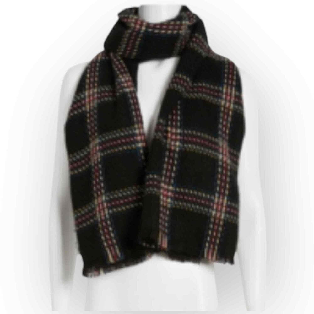 Cejon Women’s Lightweight Plaid Blanket Wrap, Black